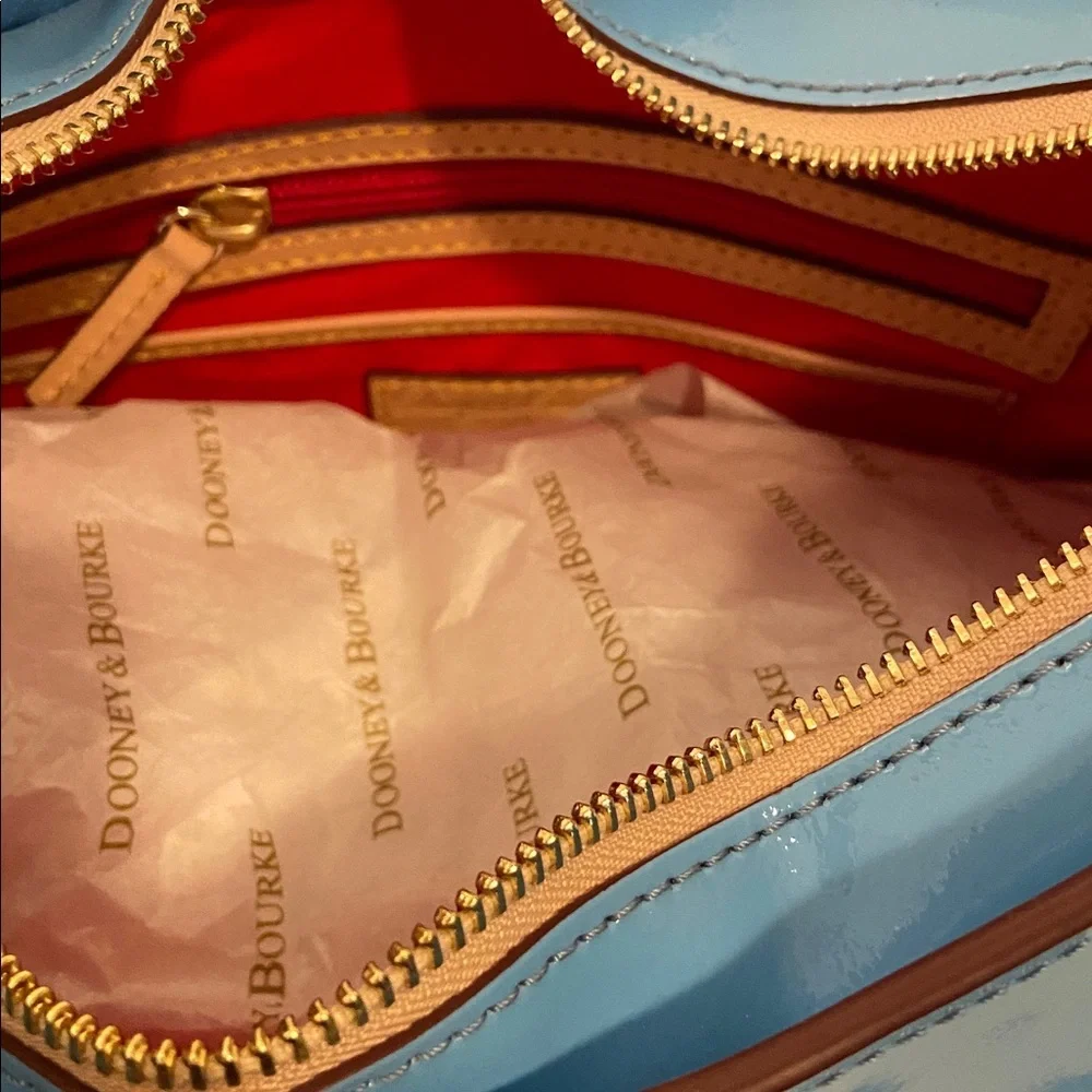 Dooney & Bourke Hobo Shoulder Bag Denim Blue Patent Leather New - Picture 10 of 15